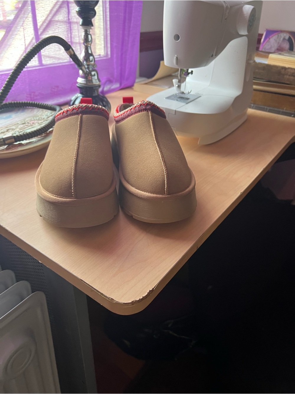 Amazon Kids Slip-On Casual Shoes in Tan with Red Trim
